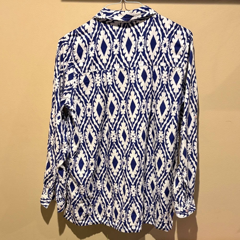 Tizzie Women's Blue and White Button Down Shirt linen blend - Picture 6 of 6